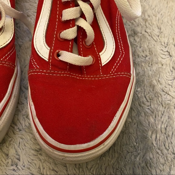 Vans Low Top Shoes Mens Size 6 Red White - Picture 4 of 8